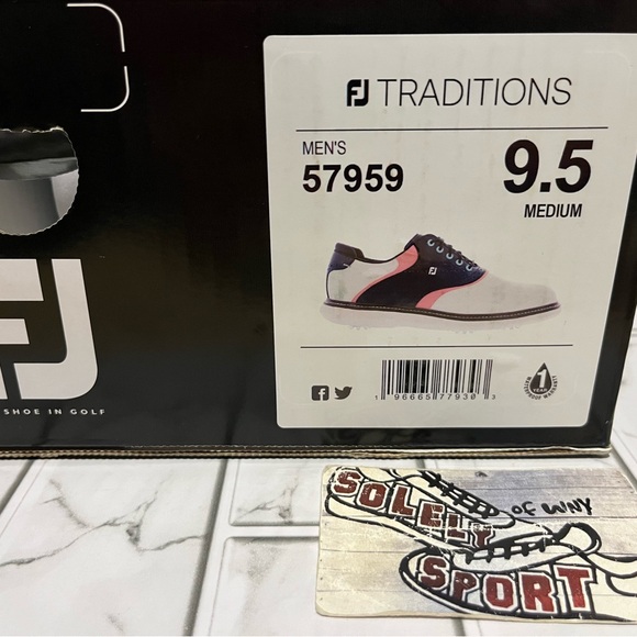 New FootJoy Traditions Waterproof Golf Shoes Cleats Blue White Pink Men 8.5 - 13 - Picture 12 of 16